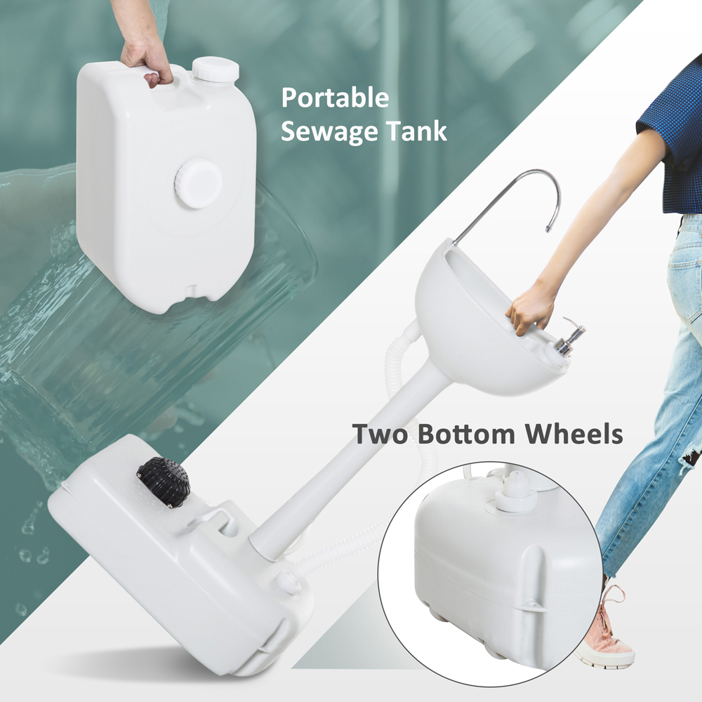 Outsunny 20L Portable Camping Sink with Soap Dispenser and Recovery Tank Image 7