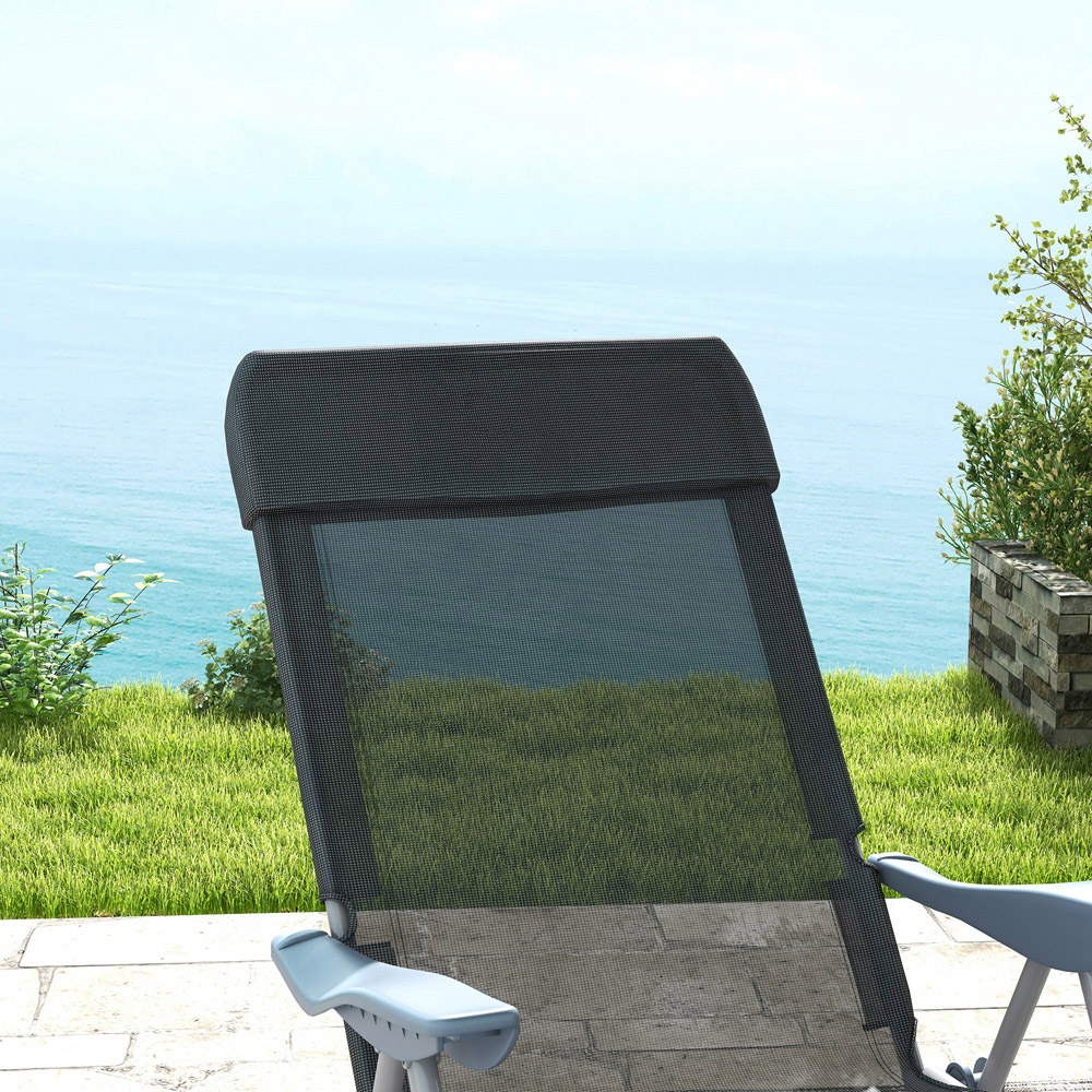 Outsunny Set of 2 Black Reclining Outdoor Sun Loungers Image 3