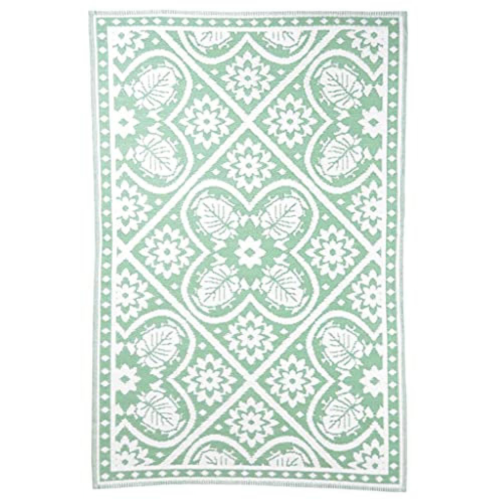 Fallen Fruits Green and White Tiles Outdoor Carpet 120 x 183cm Image 3