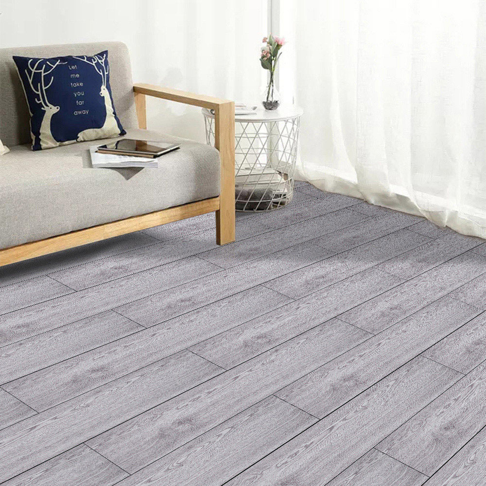 Living and Home Grey Rustic Wood Grain SPC Vinyl Floor Tile 14 Pack Image 6