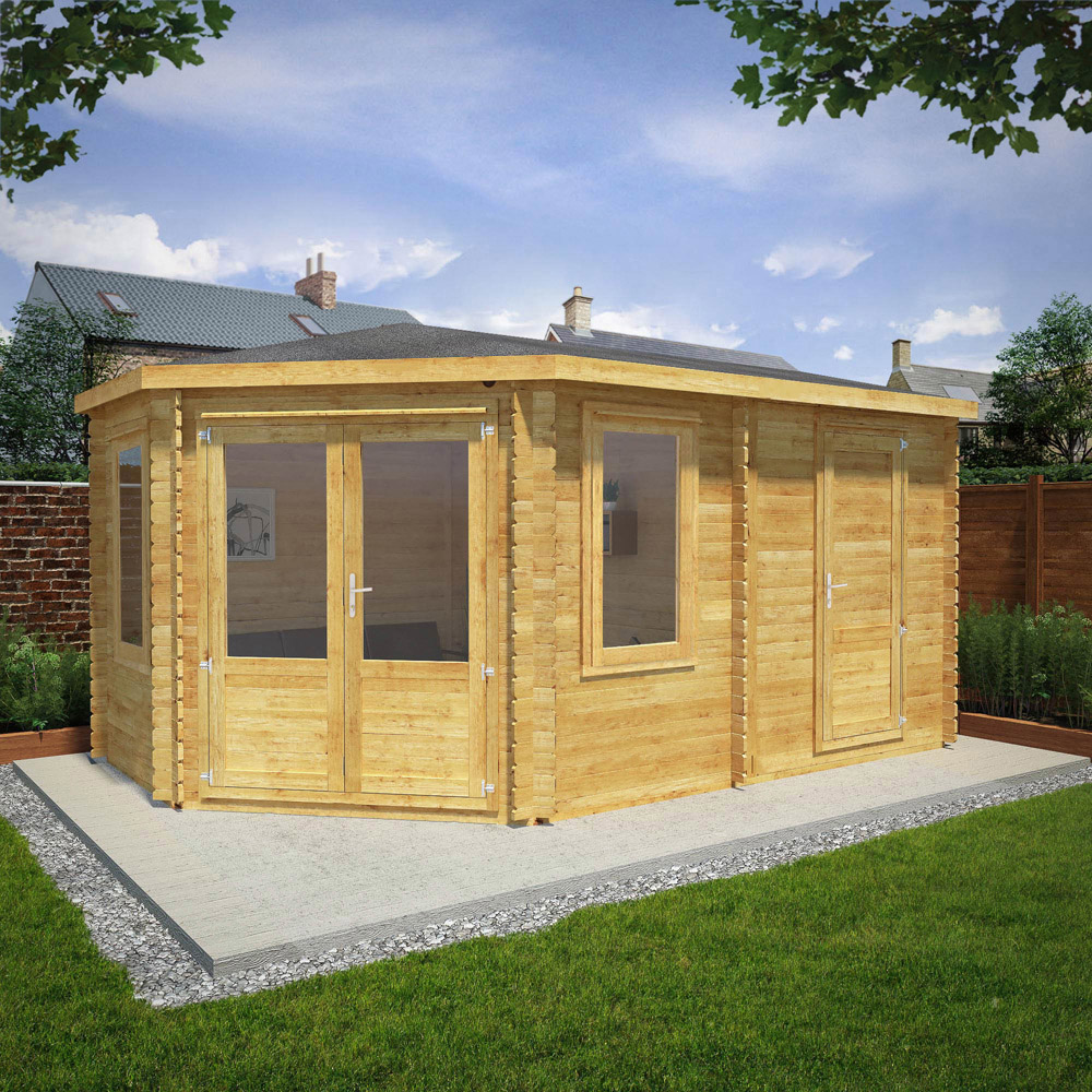 Mercia 16.4 x 9.8ft Corner Log Cabin with Side Shed Image 2