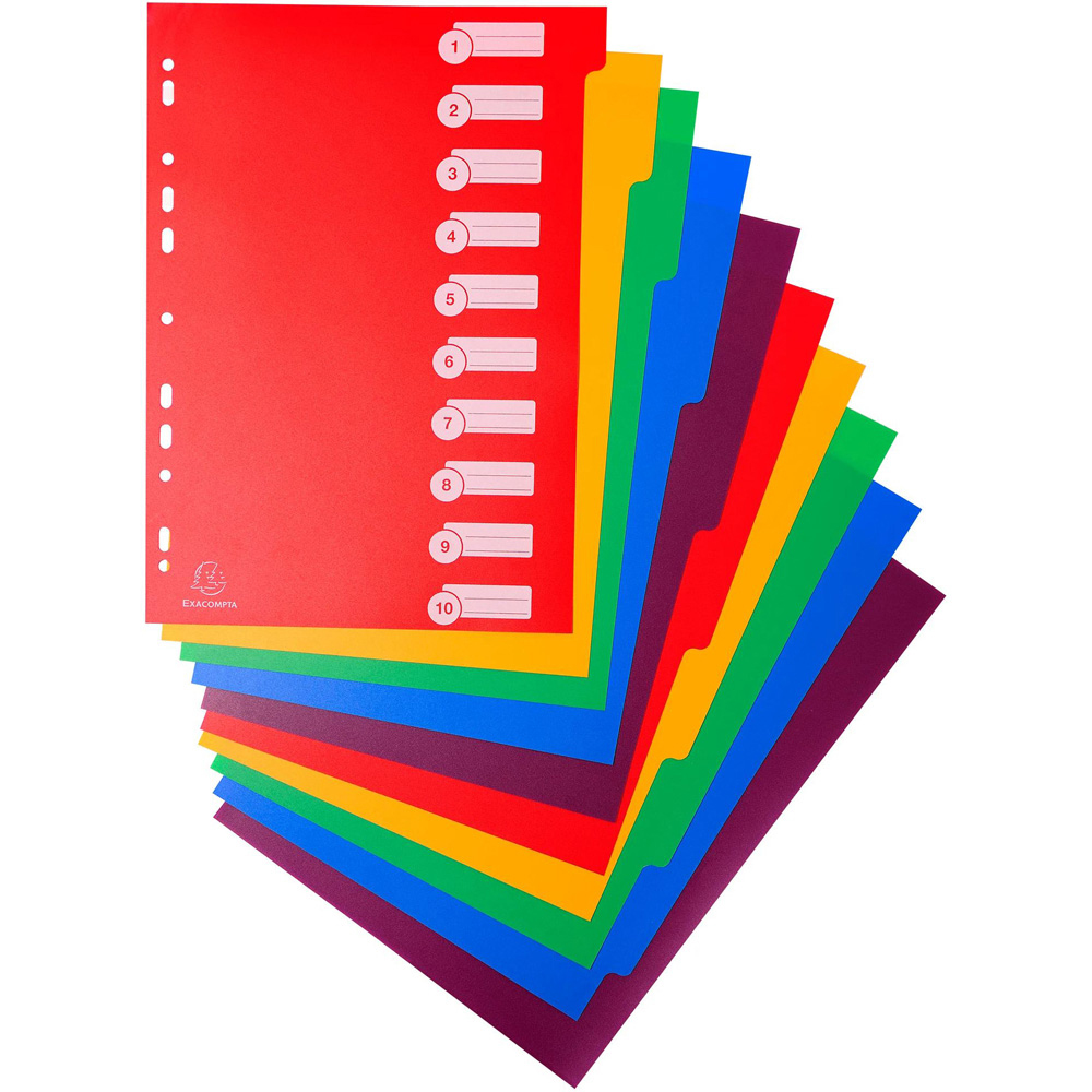 Exacompta A4 12 Section Assorted Colour Polypropylene Divider 15 Pack Image 2