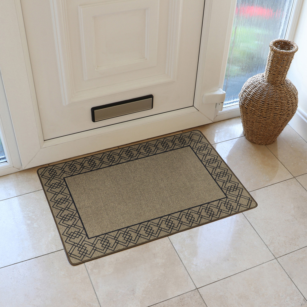JVL Elegance Diamond Border Door Mat and Runner Set 50 x 75cm and 50 x