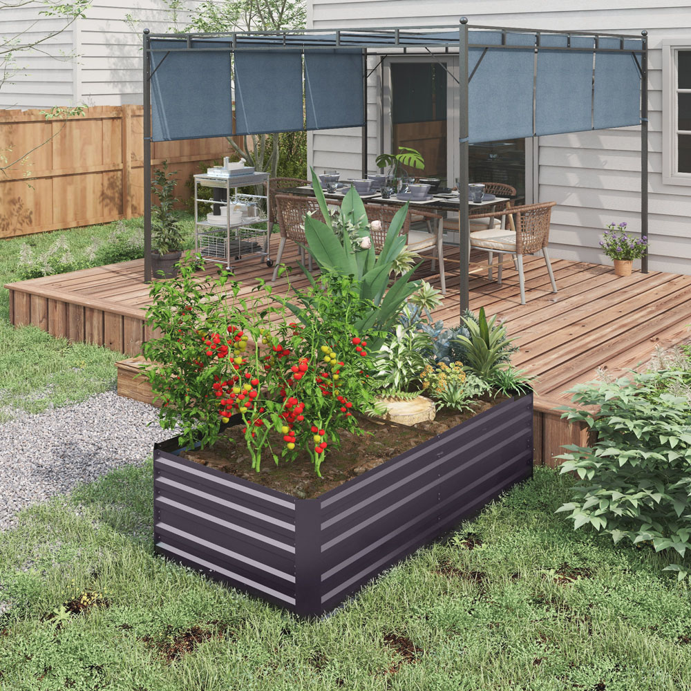 Outsunny Dark Grey Galvanised Steel Raised Garden Bed with Reinforced Rods 59 x 90 x 180cm Image 2