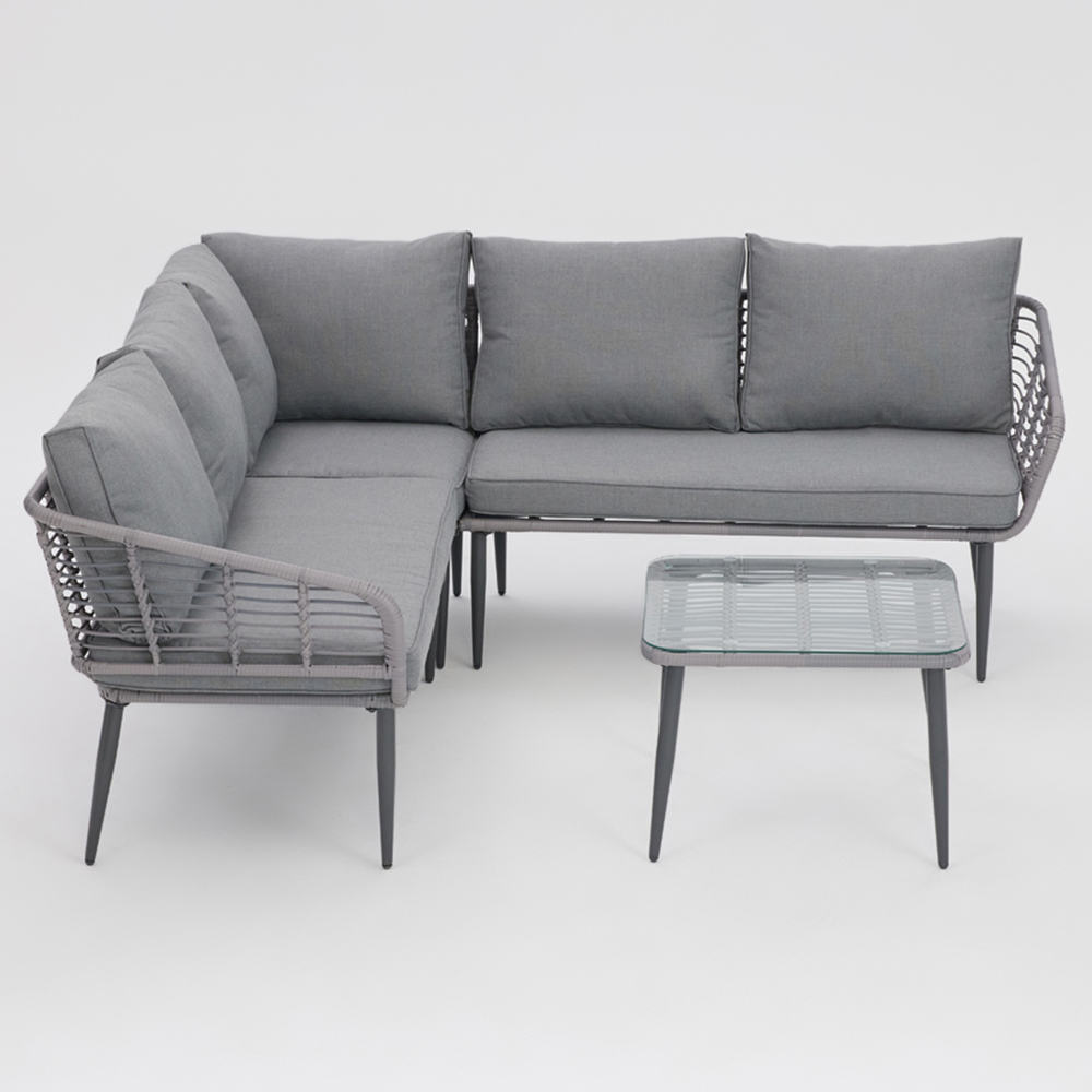 Home Detail Cole 5 Seater Grey Wicker Style L Shape Garden Sofa Set Image 3