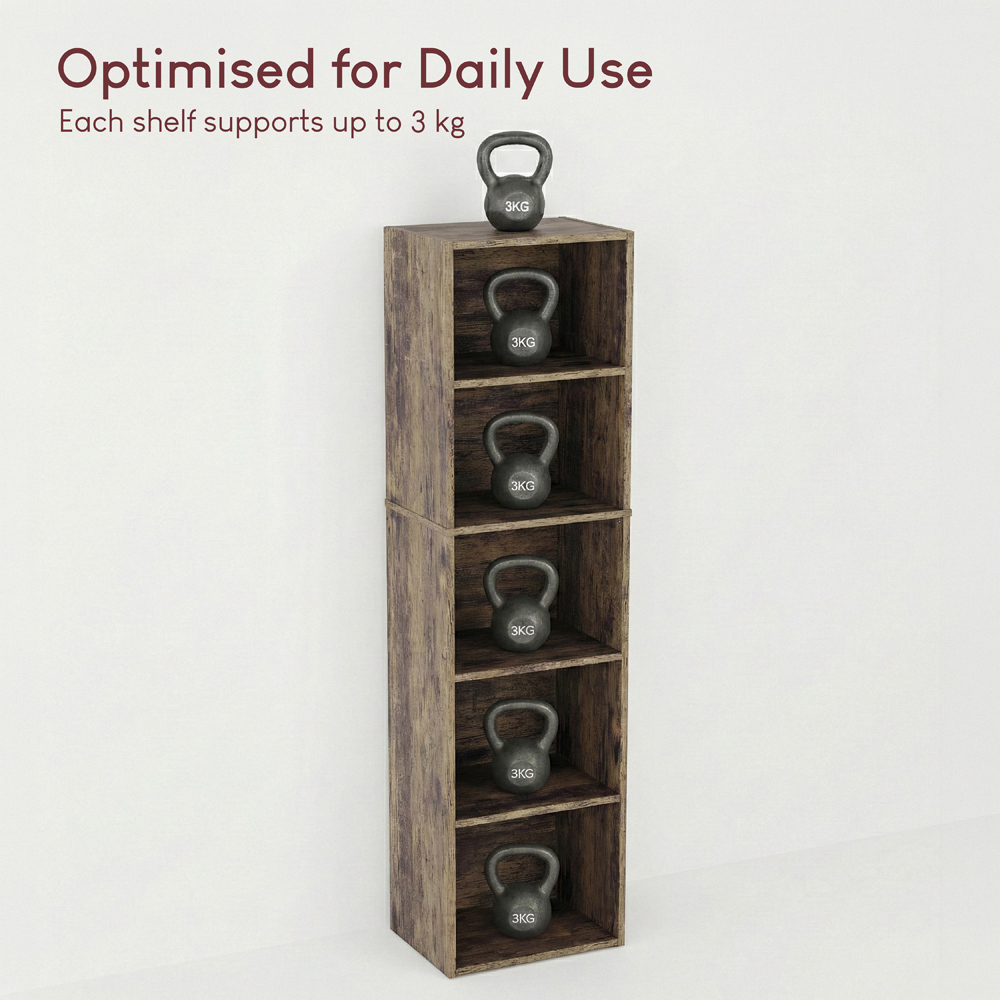 VIDA DESIGNS Oxford 5 Shelf Dark Wood Cube Bookcase Image 6