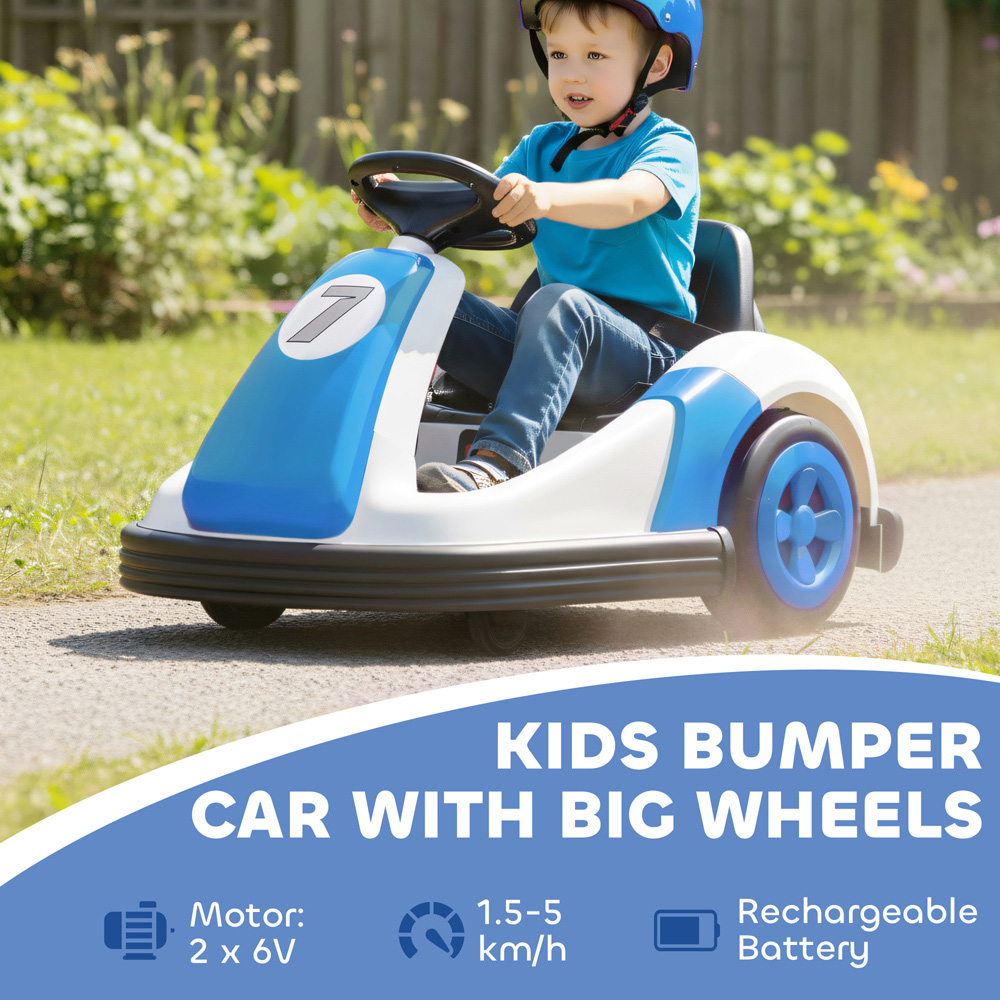 Tommy Toys Kids Blue 360 Degree Rotating Ride On Bumper Car with Safety Belt Image 4