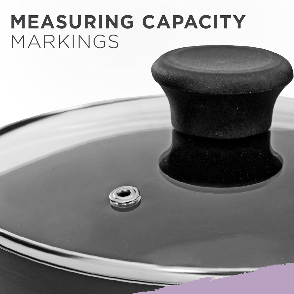 Blackmoor 20cm Black Ceramic Non-Stick Saucepan with Tempered Glass Lid Image 5