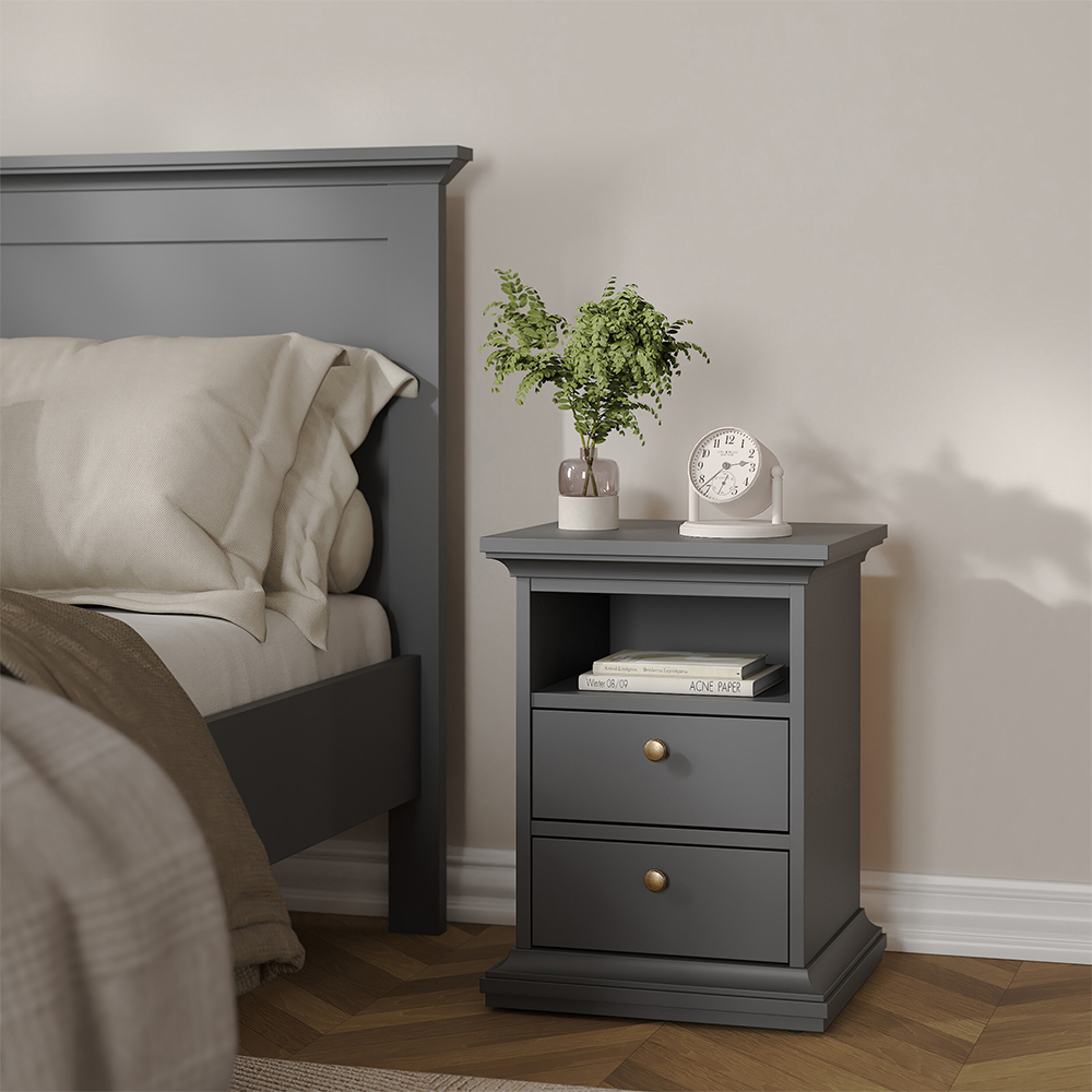 Florence Paris Matt Grey 3 Piece Bedroom Furniture Set Image 4