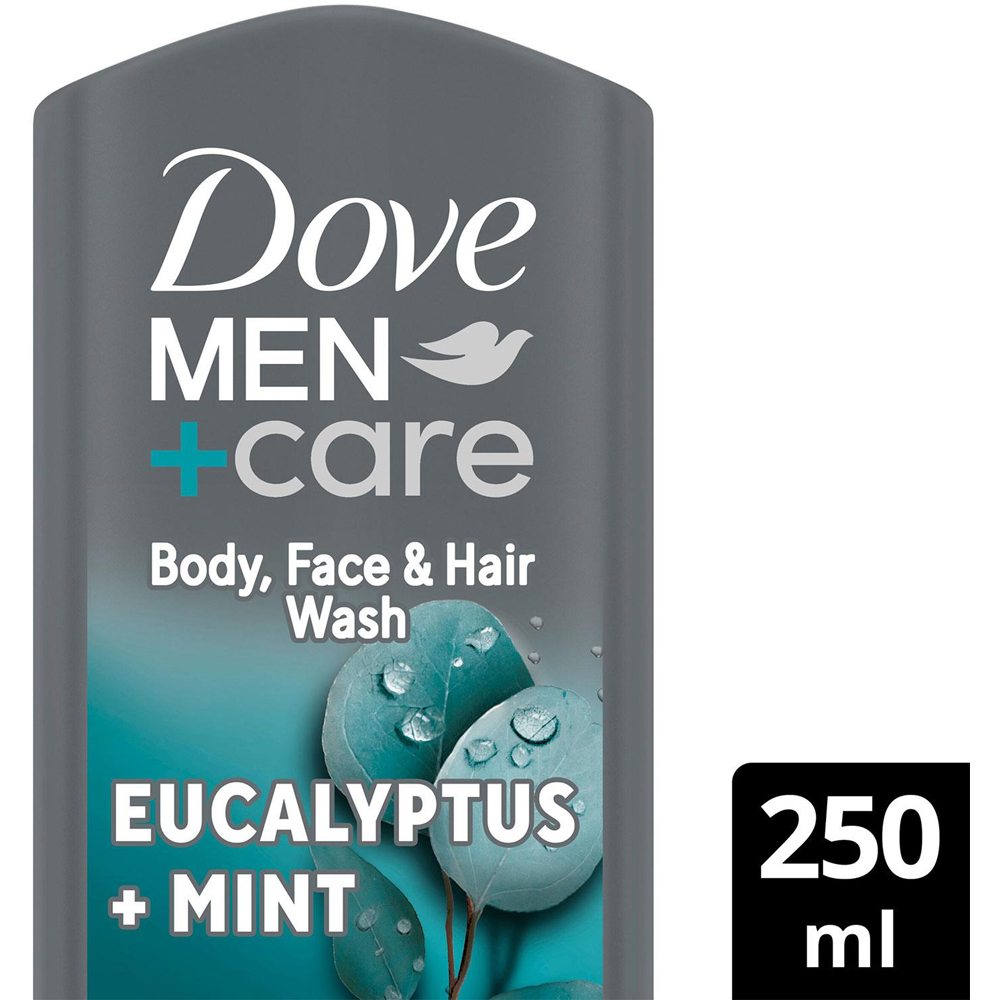 Dove Men+ Care 3-in-1 Eucalyptus and Mint Body Face and Hair Wash 250ml 12 Pack Image 4
