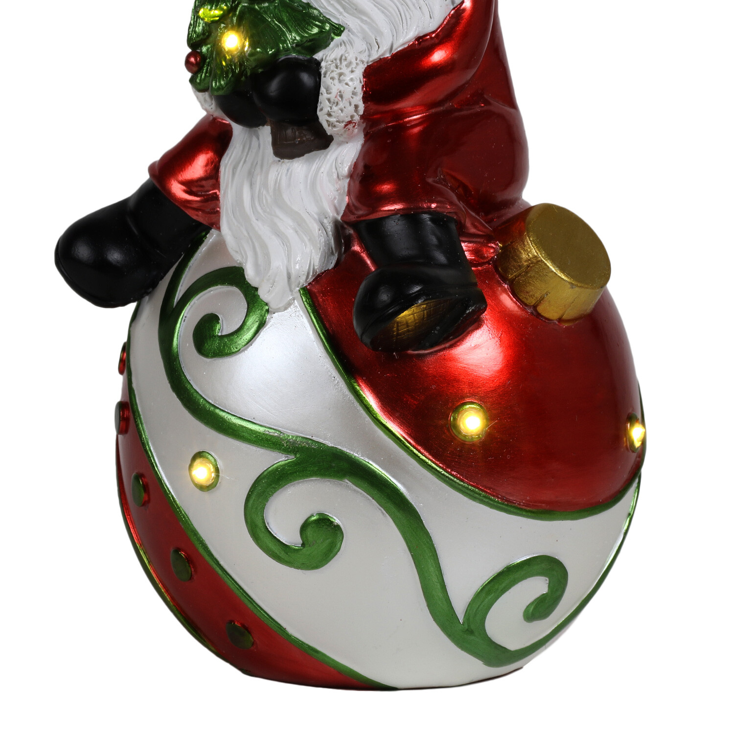 Santa On Red LED Bauble Ornament Image 2