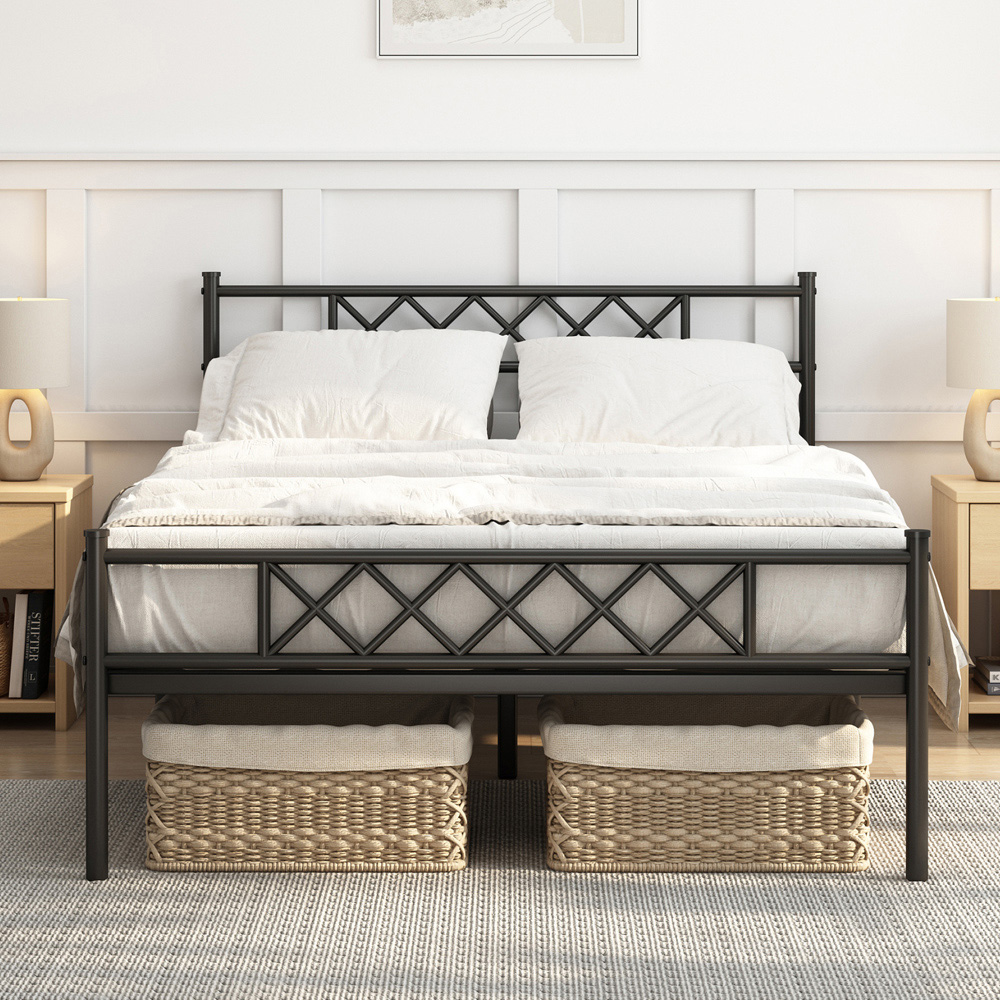 Brooklyn Felix Double Black Metal Bed Frame with Headboard and Footboard Image 4