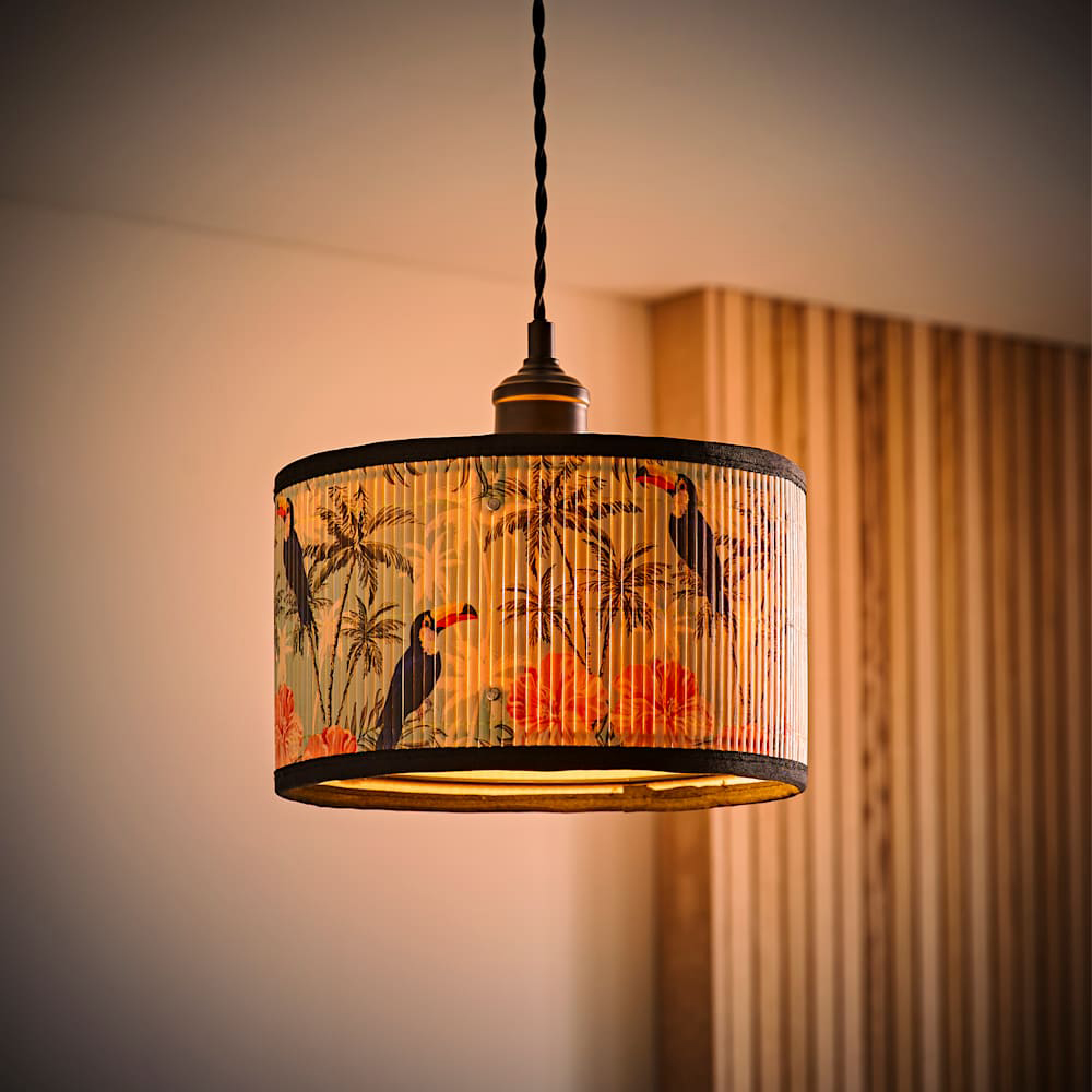 ValueLights Daintree Pastel Jungle Bamboo Drum Small Ceiling Lamp Shade Image 2