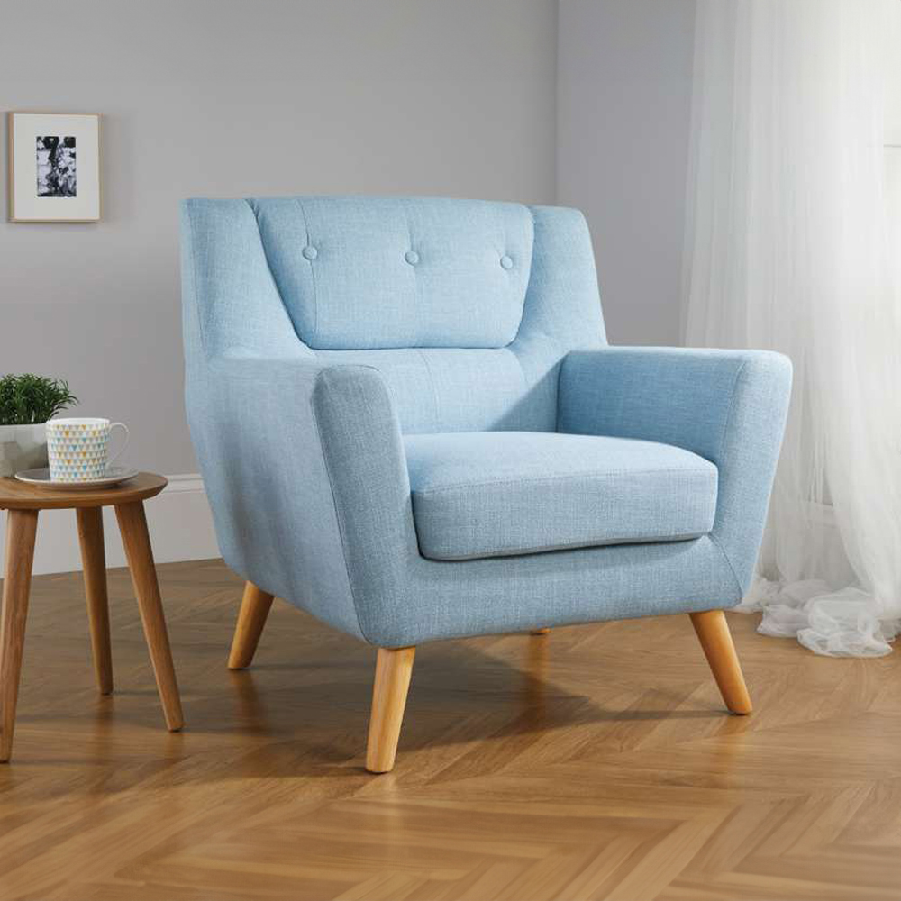 Lambeth Duck Egg Blue Fabric Armchair Image 6