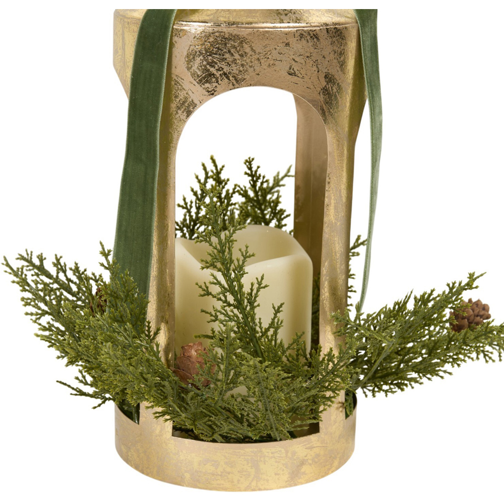 LED Candle Lantern with Bow Gold Image 3