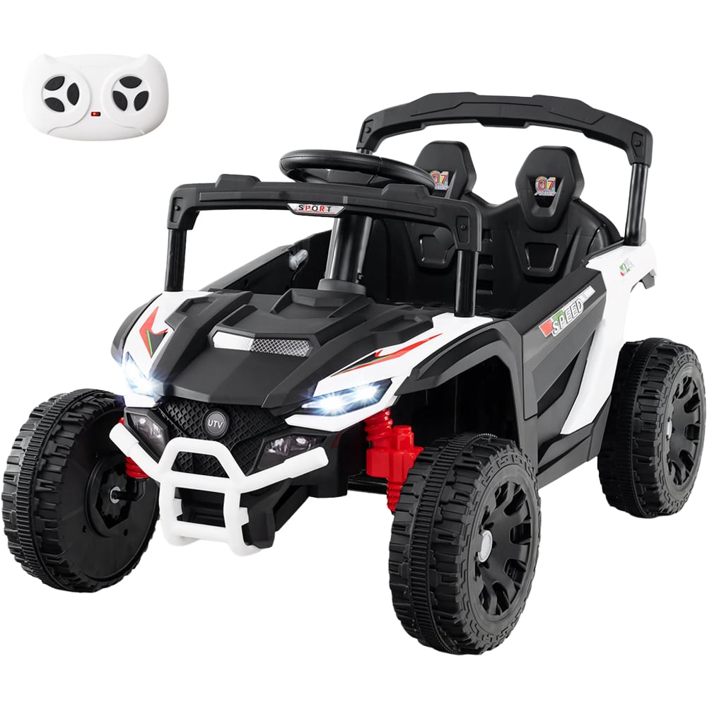 Costway Kids White Ride On UTV Car with Remote 12V Image 1