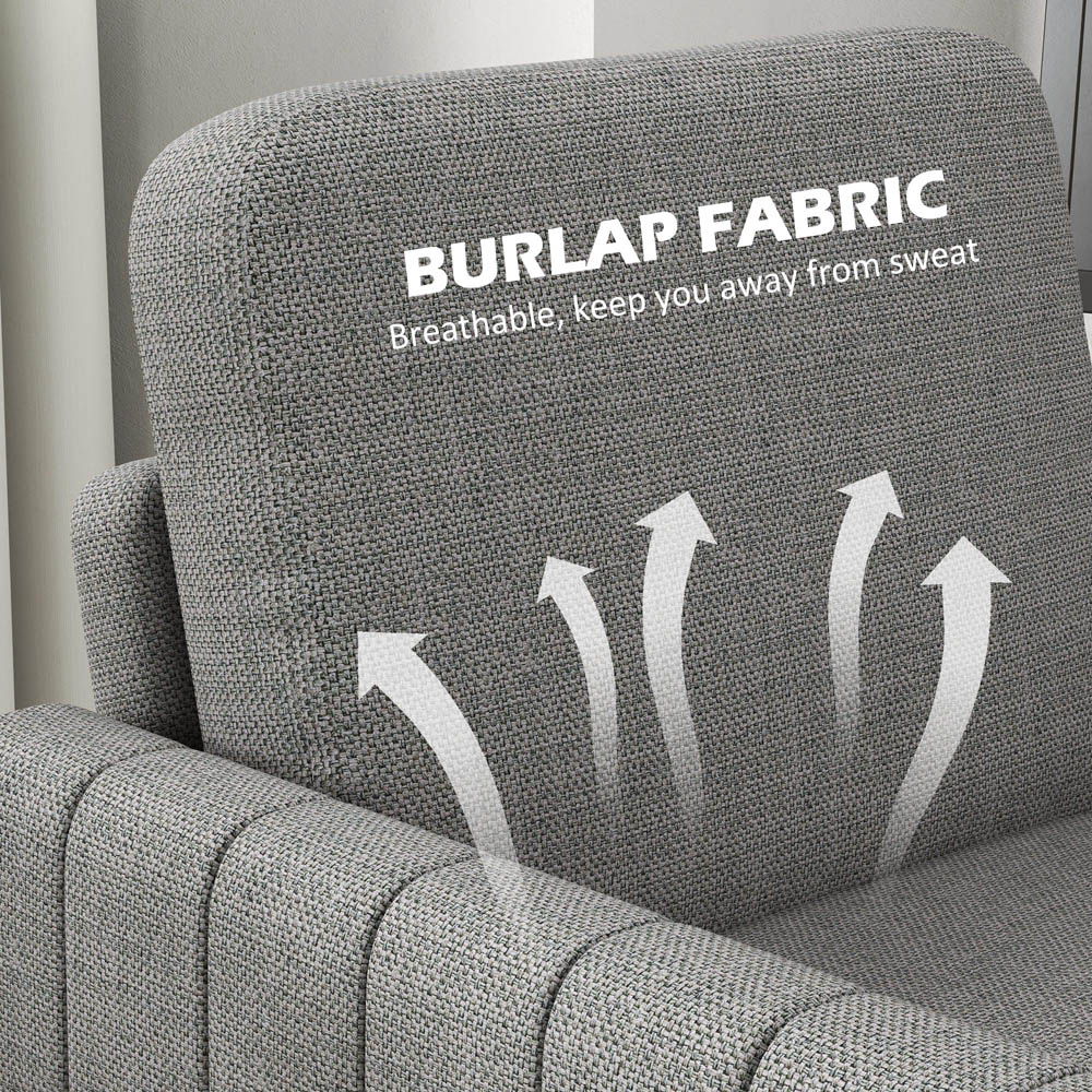 HOMCOM Grey Channel Tufted Modern Fabric Accent Armchair Chair Image 6