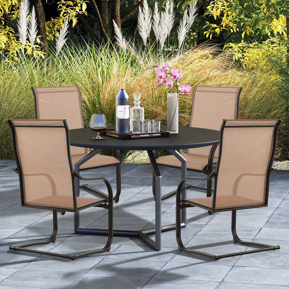 Costway Set of 2 Coffee Garden Dining Chair Image 4