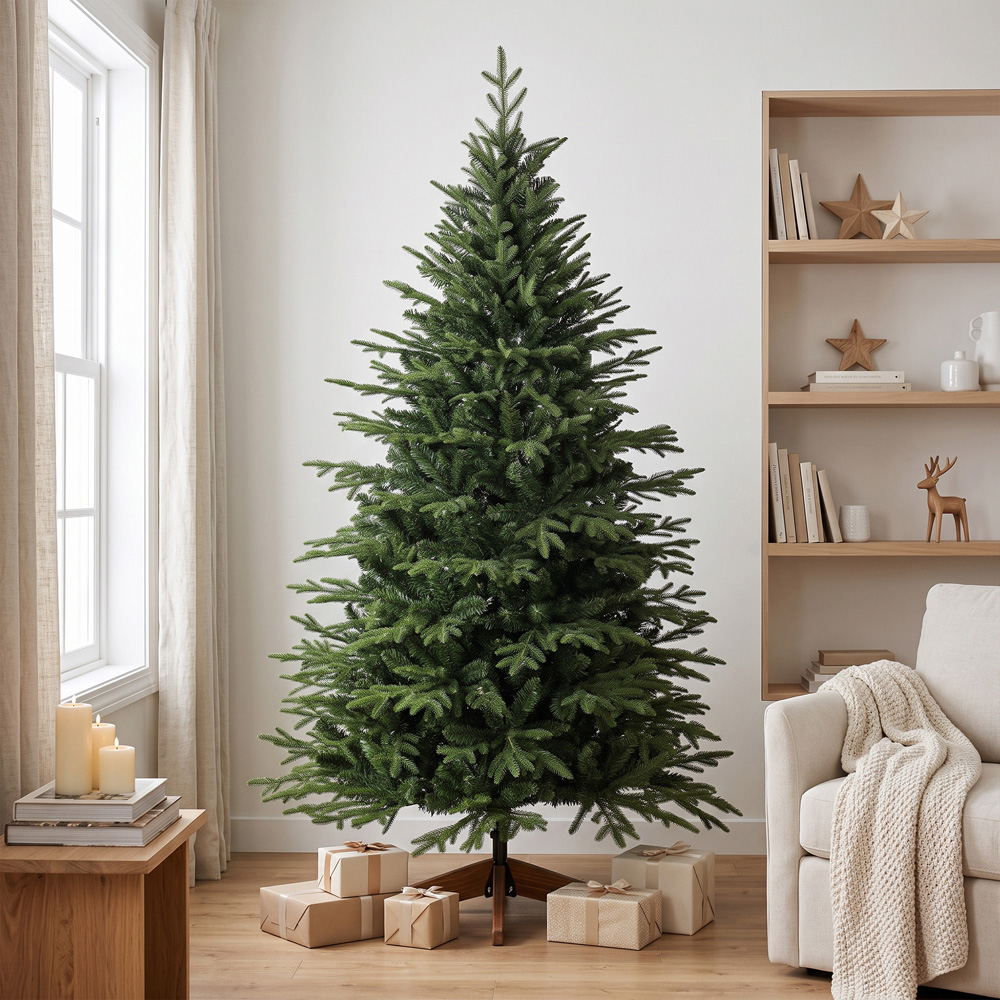 HOMCOM Green Artificial Christmas Tree with 2081 Branch Tips and Solid Pine Wood Stand 6ft Image 8