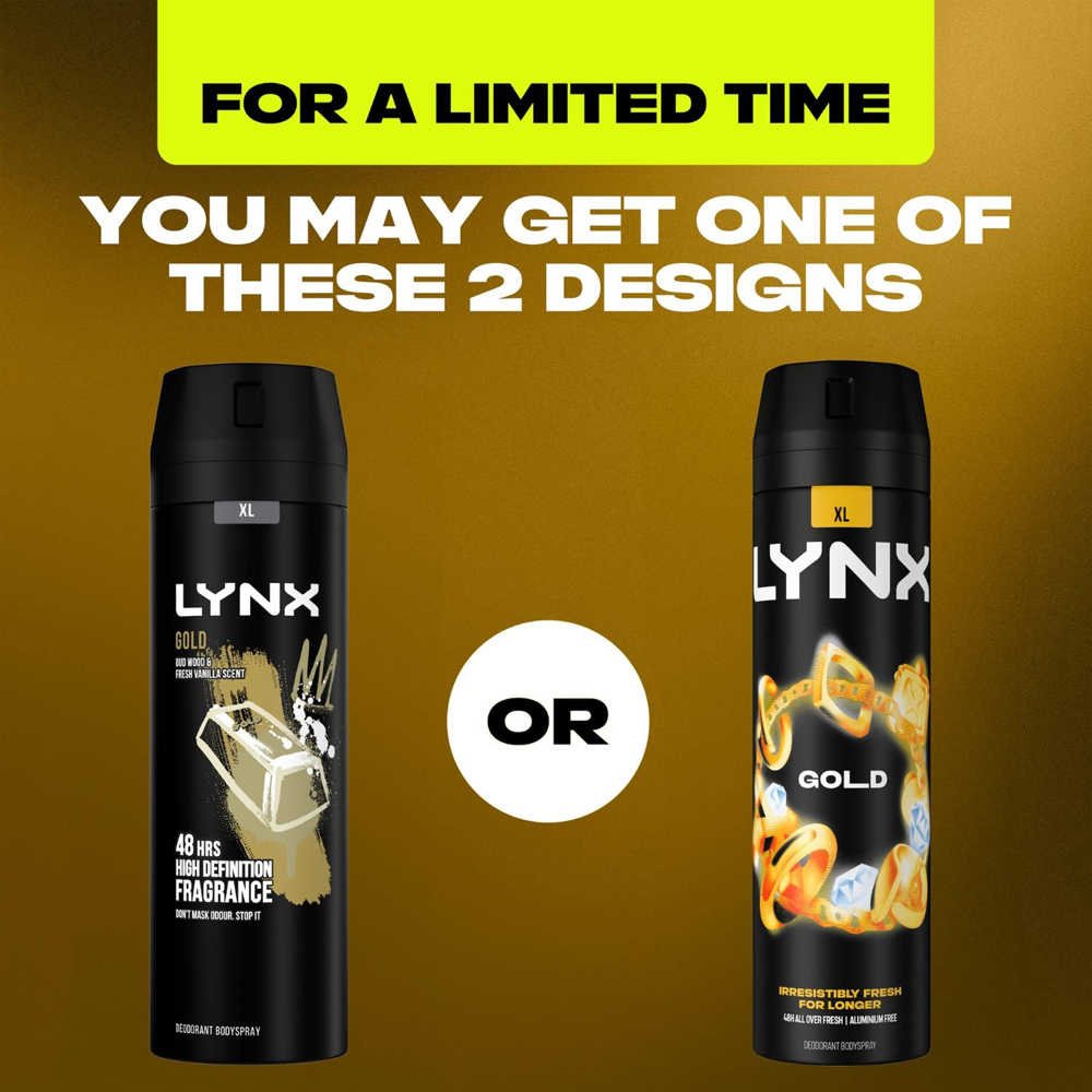 Lynx XL Gold Oud Wood and Fresh Vanilla 48H Sweat Protection Deodorant Body Spray 200ml 3 Pack Image 5