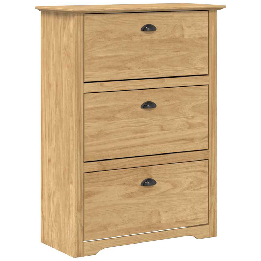 vidaXL Bodo 3 Flip Door Honey Brown Shoe Storage Cabinet Image 2
