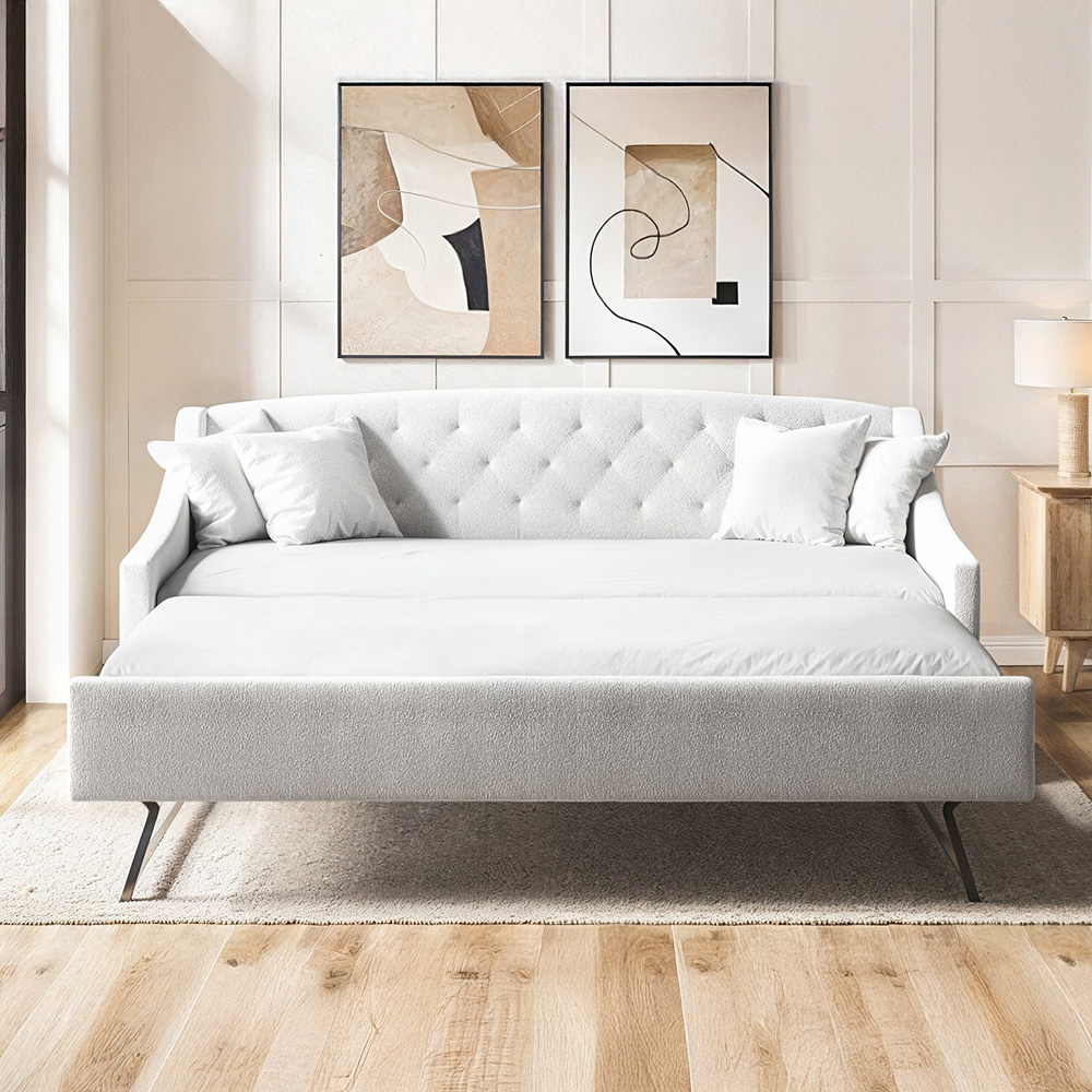 Flair Aurora Cream Boucle Daybed with Trundle Image 6