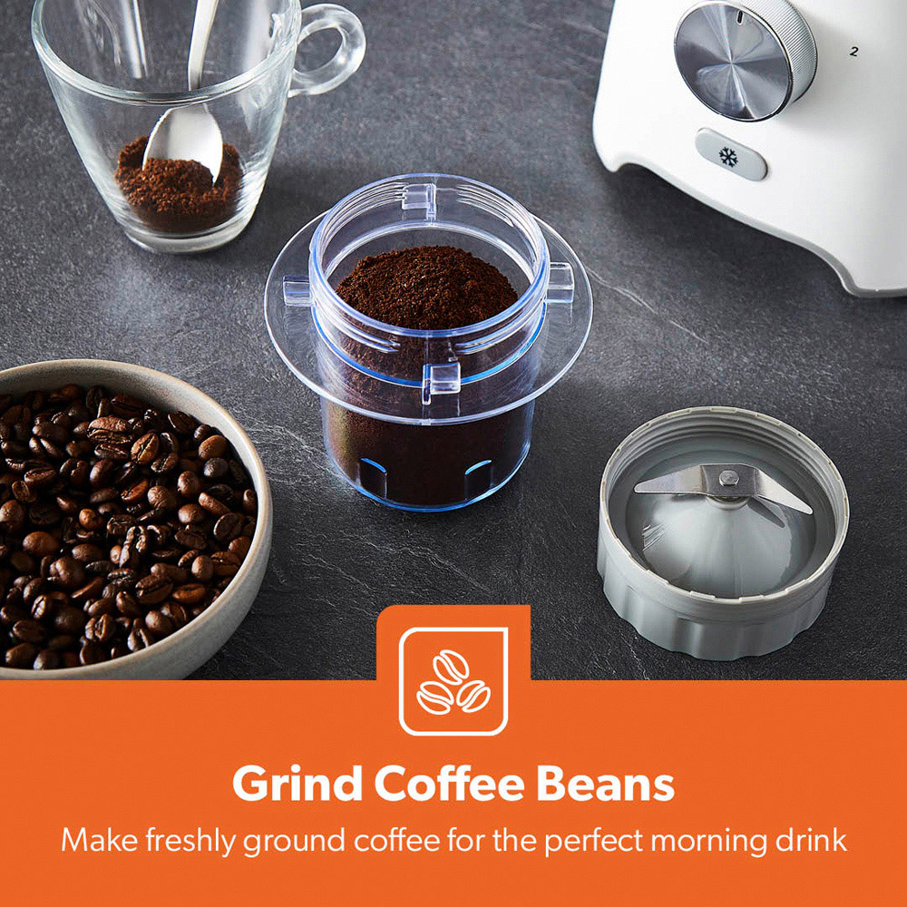 Geepas GSB44117UK-WT White 1.8L 2-in-1 Food Jug Blender and Coffee Spice Grinder 600W Image 7