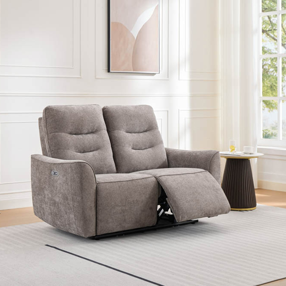 Midtown 2 Seater Stone Fabric Recliner Sofa Image 4