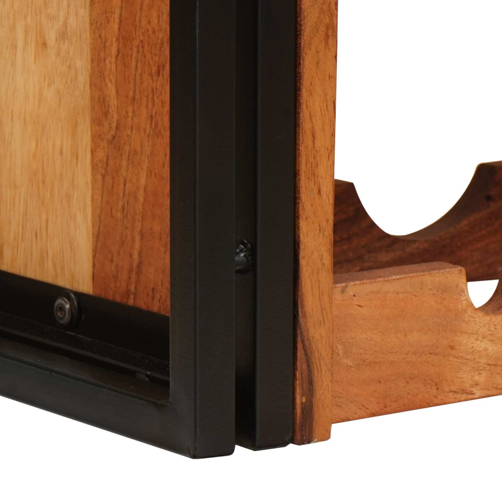 vidaXL 8 Bottle Brown Solid Acacia Wood Wall Mounted Wine Rack Image 7