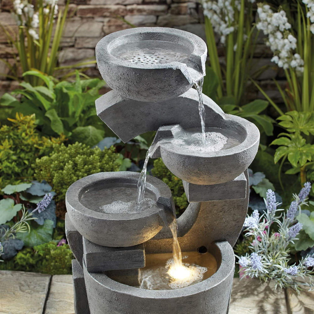 Serenity 4-Tier LED Sculpted Bowl Water Feature Image 4