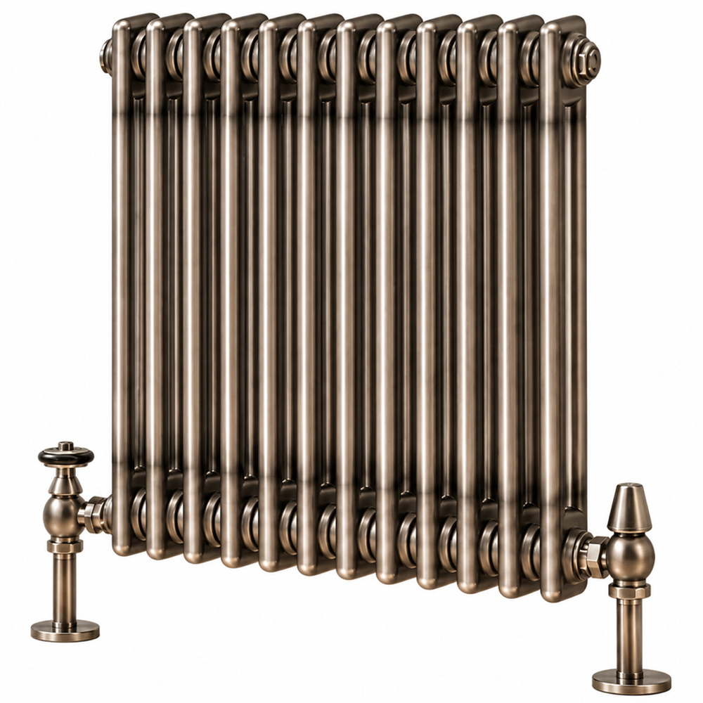 Go Bathrooms Traditional 1996 BTU 2 Column Raw Metal Radiator 600 x 605mm Image 1