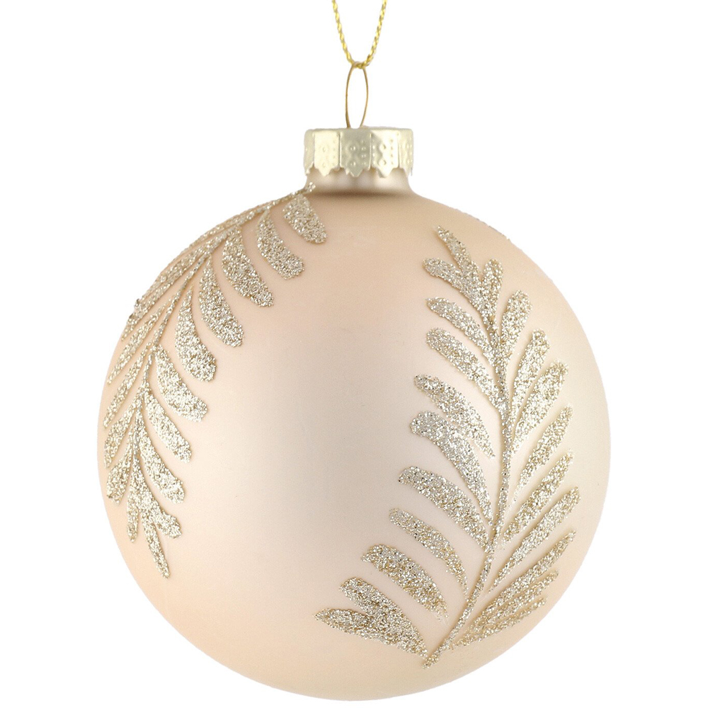 Champagne Fern Design Bauble - Champagne Image 3