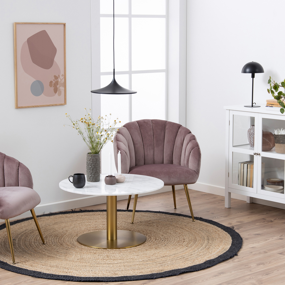 Florence Corby White Marble and Gold Round Coffee Table Image 6