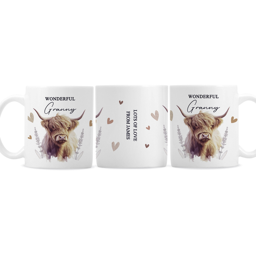 Personalised Memento Personalised Highland Cow Mug Image 3
