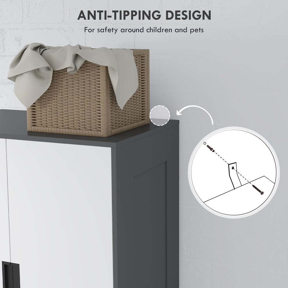 Portland 2 Door 3 Drawer Grey Wardrobe Image 6