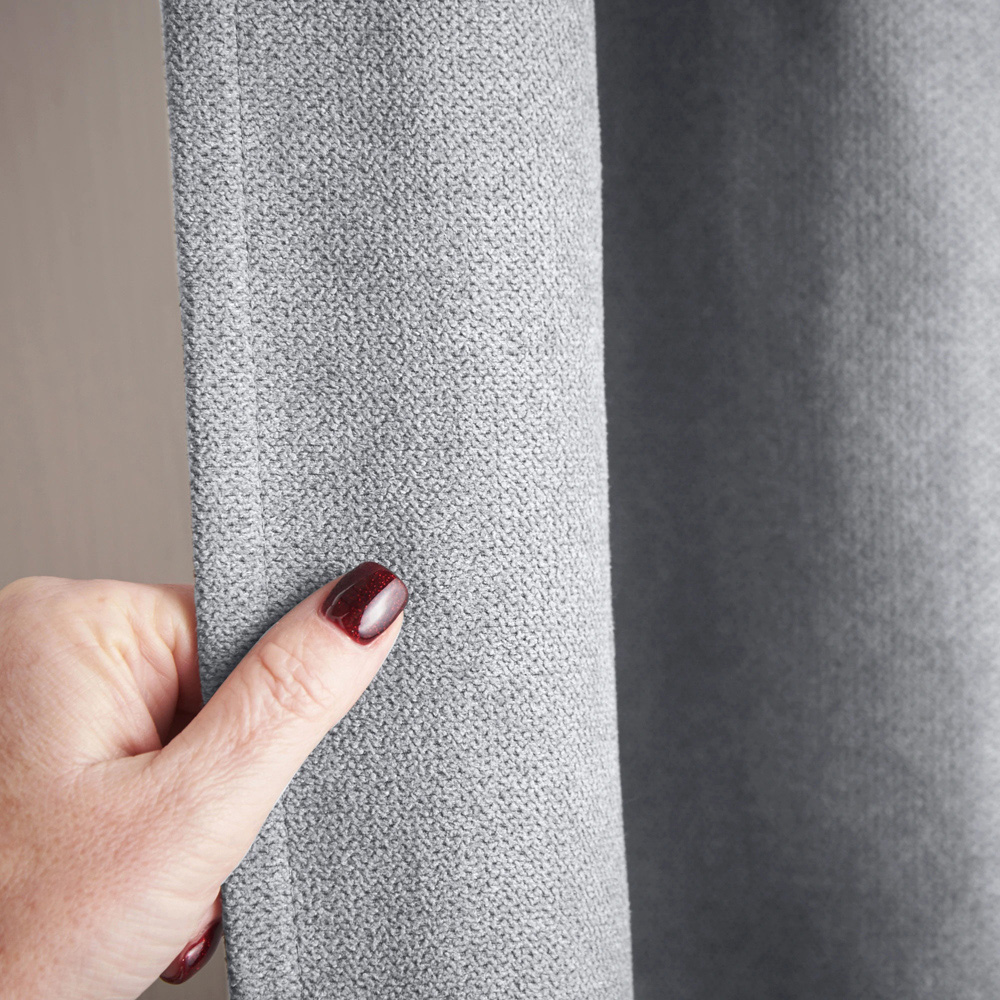 Alan Symonds Silver Velvet Chenille Fleece Lined Pencil Pleat Taped Top Curtains 137 x 213cm Image 4