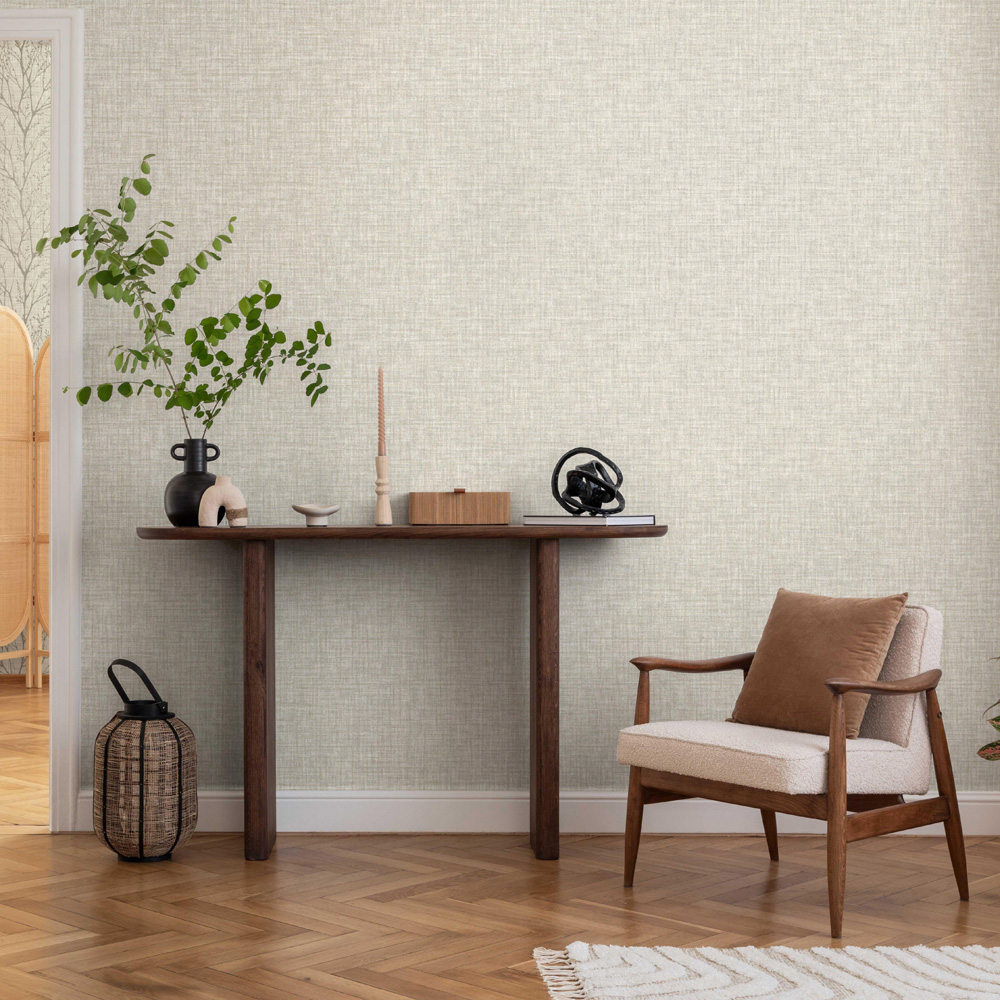 Crown Lynford Texture Fabric Effect Natural Wallpaper Image 4