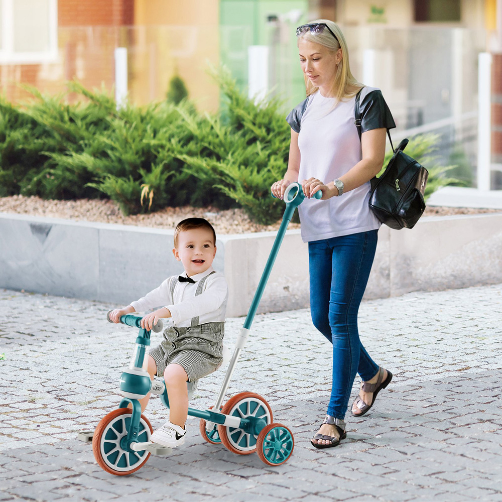 Costway 4-in-1 Kids Green Multifunctional Training Balance Trike Image 2