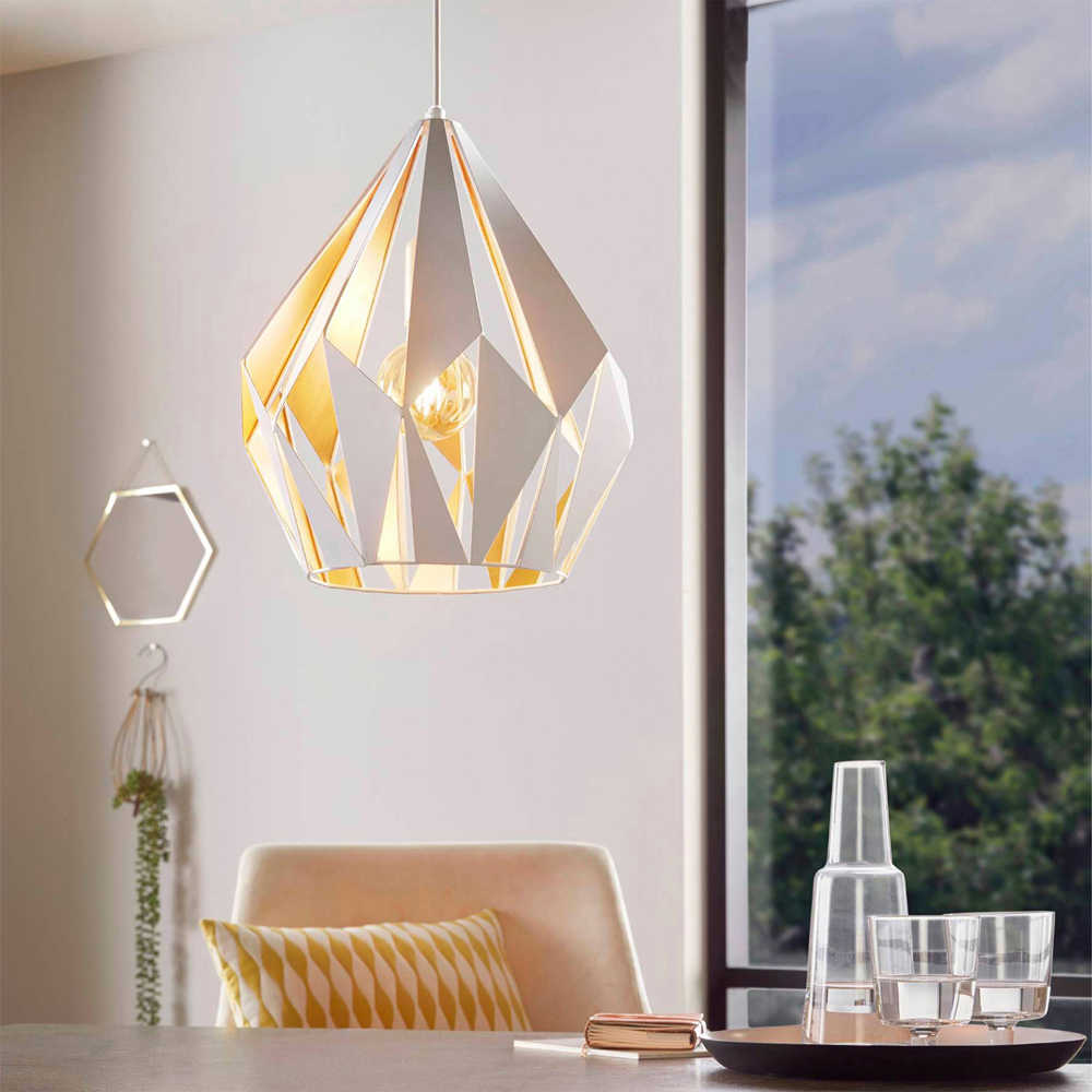 EGLO Carlton White and Gold Geometric Pendant Light Image 2