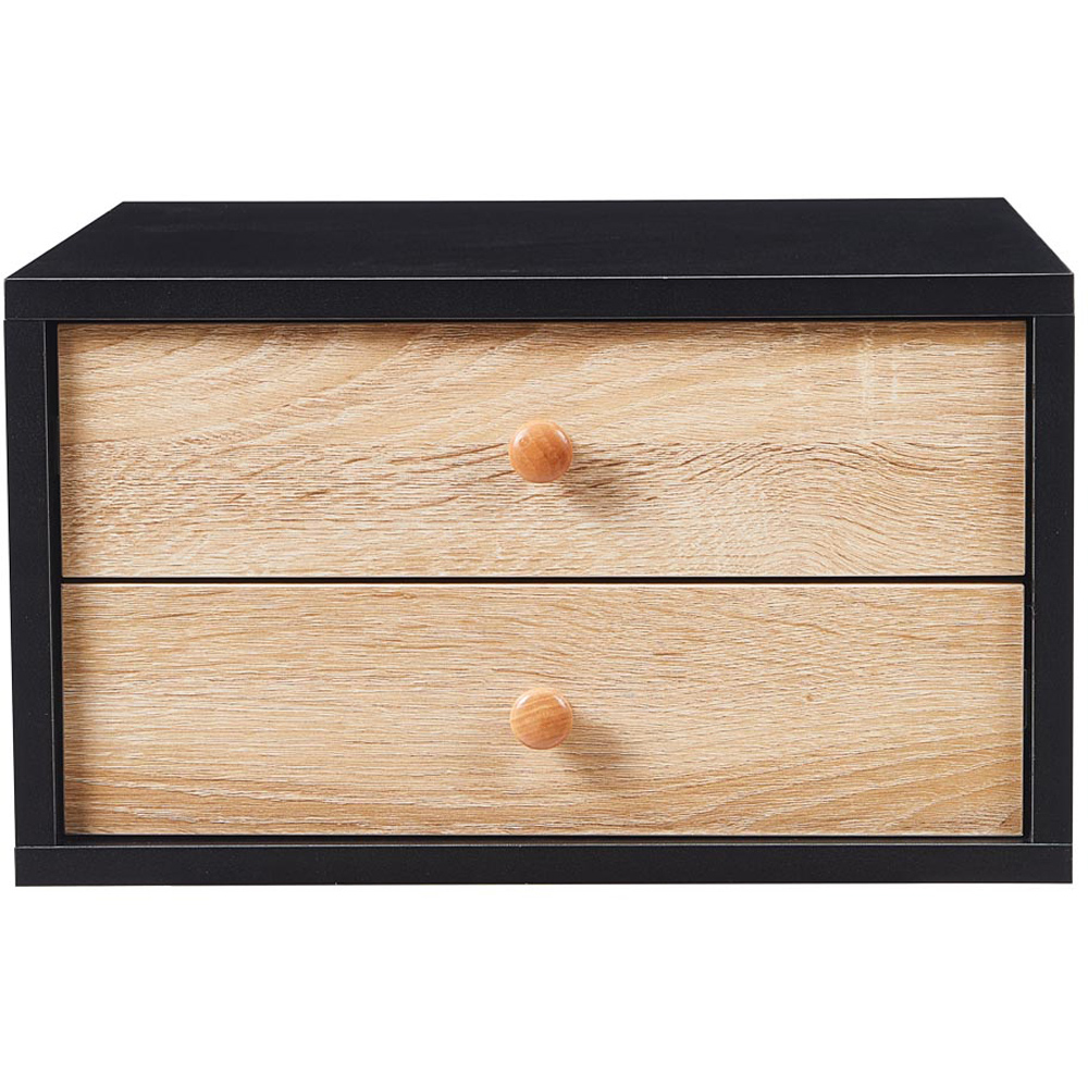 H&O Direct 2 Drawer Black Floating Nightstand Image 2