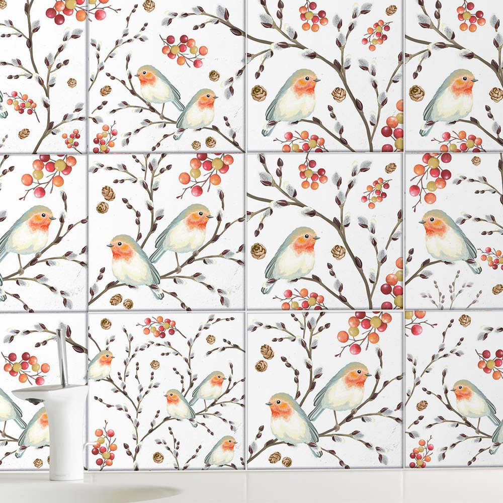 Walplus Ode To The Robin Redbreast Tile Sticker 24 Pack Image 3