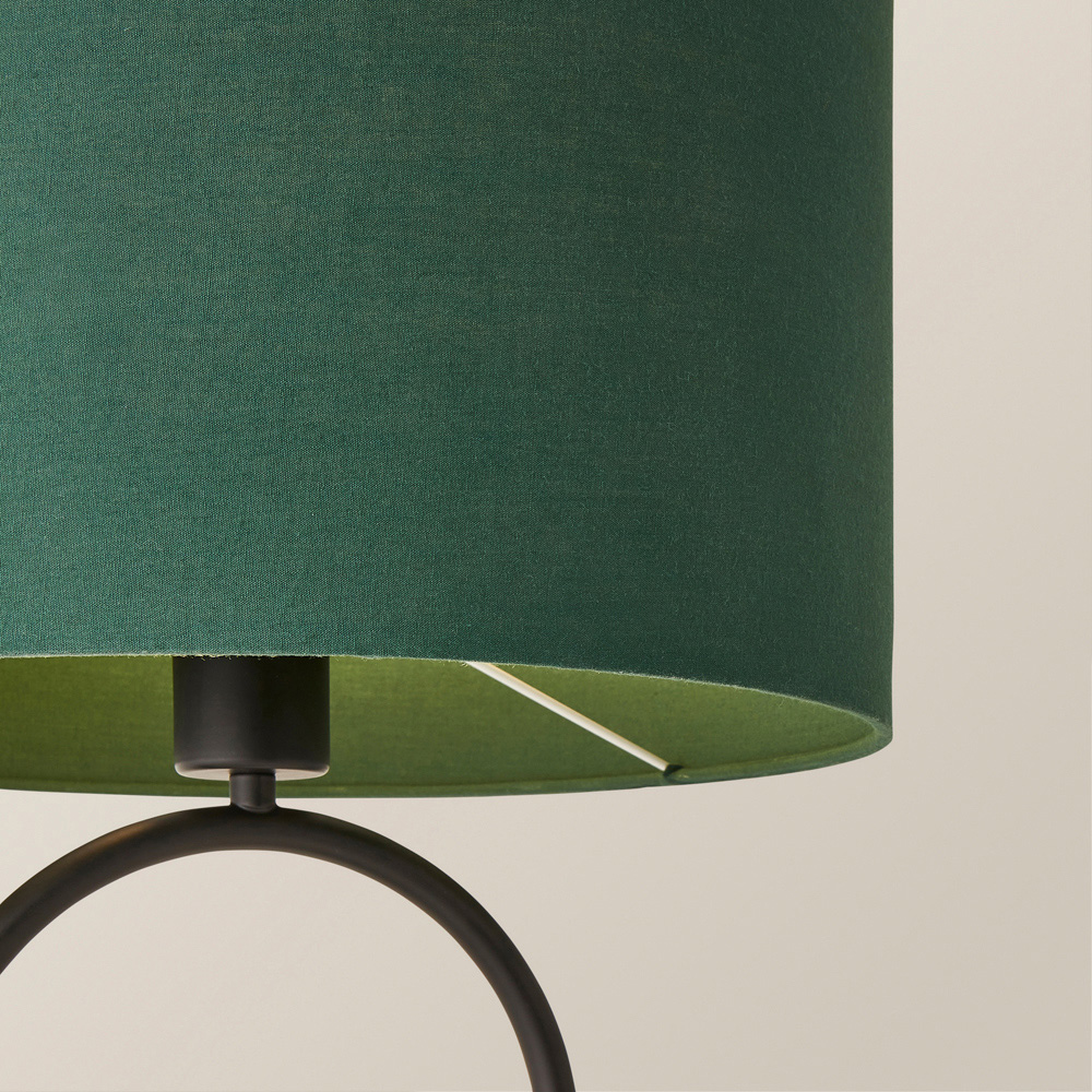 ValueLights Antonia Forest Green Drum Shade Matte Black Oval LED Table Lamp Image 3