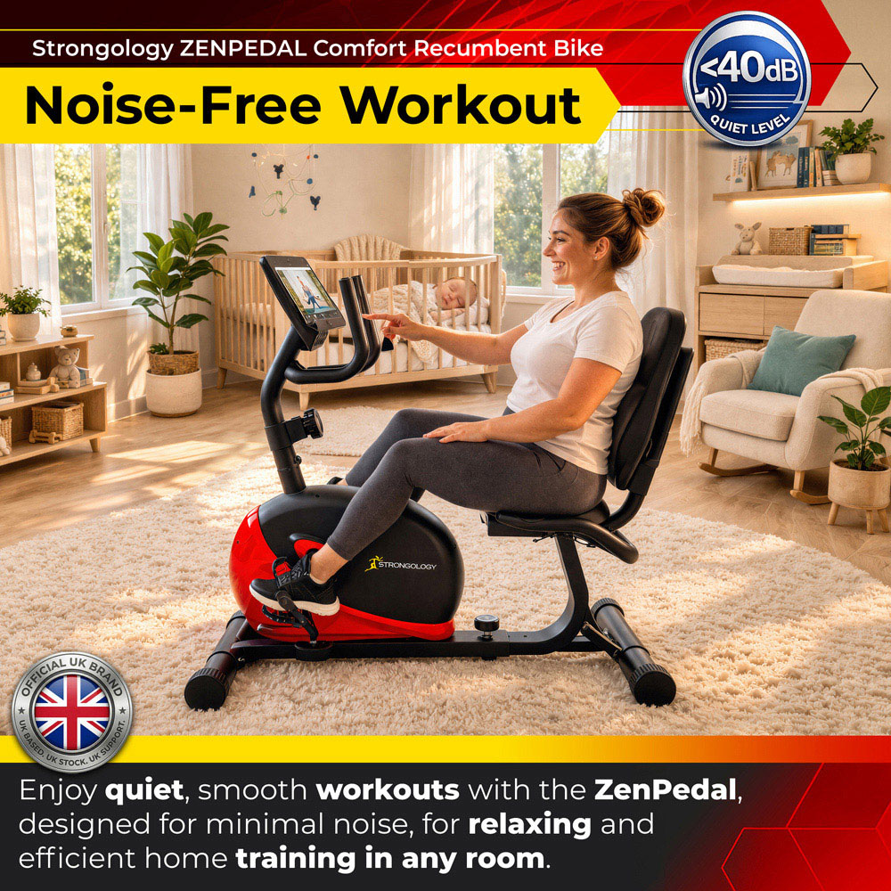 Strongology Zenpedal Magnetic Resistance Recumbent Exercise Bike with Smart LCD Display Image 6