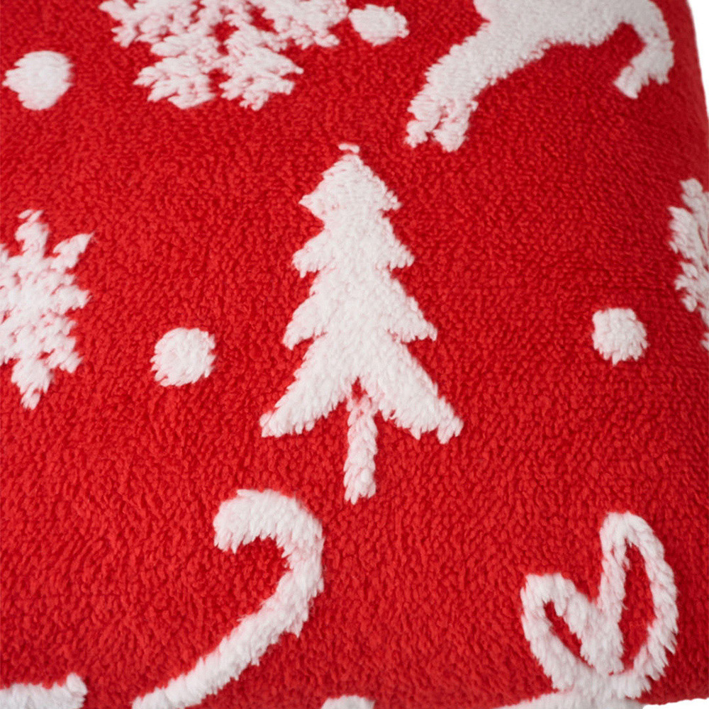 Living and Home Red and Green Plush Christmas Throw Pillow 45 x 45cm 2 Pack Image 4