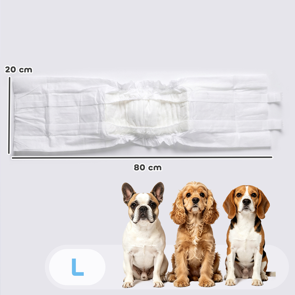 PawHut Large Super Absorbent Male Dog Diapers 62-80cm 48 Pack Image 9