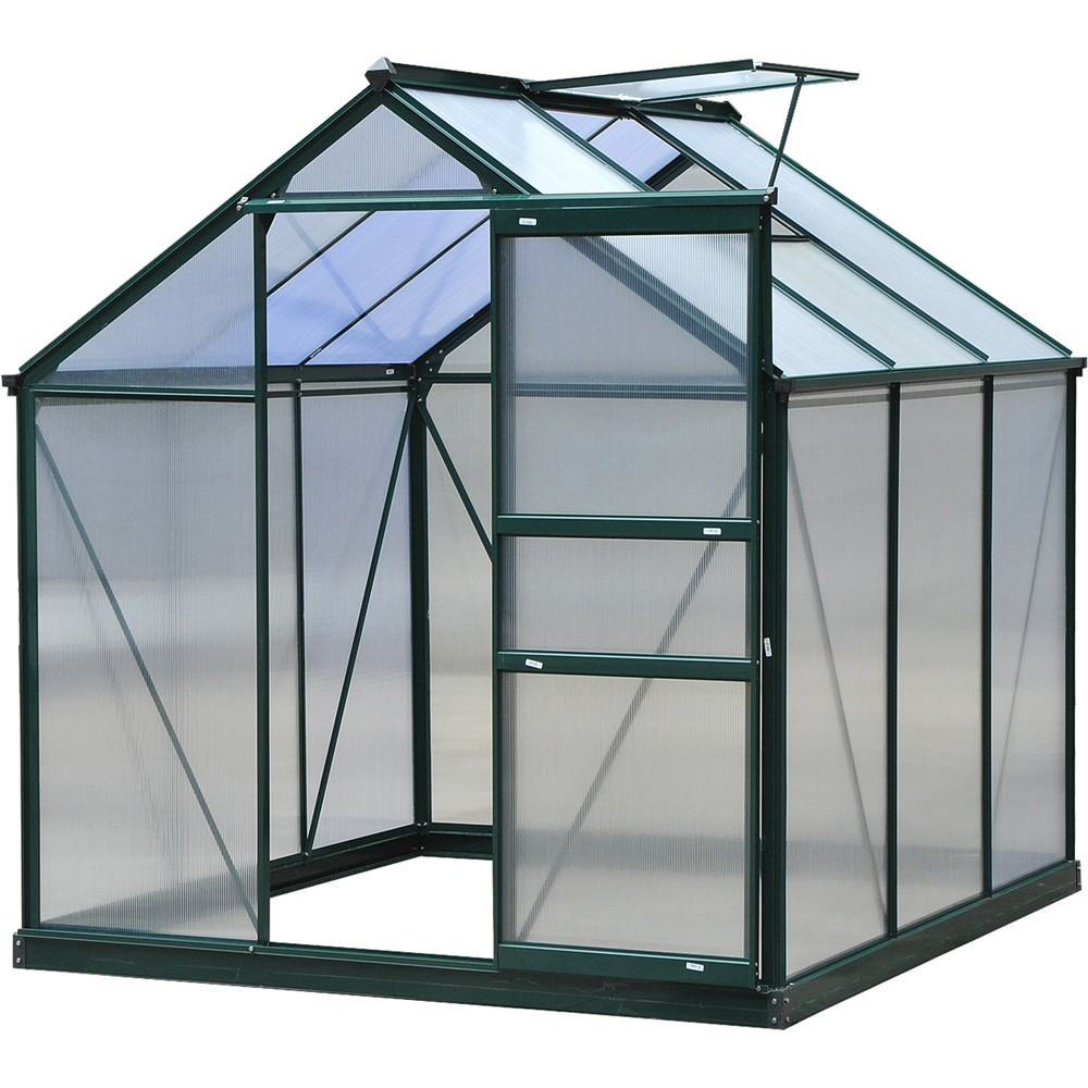 Outsunny 6 x 6ft Green Polycarbonate Greenhouse Image 1