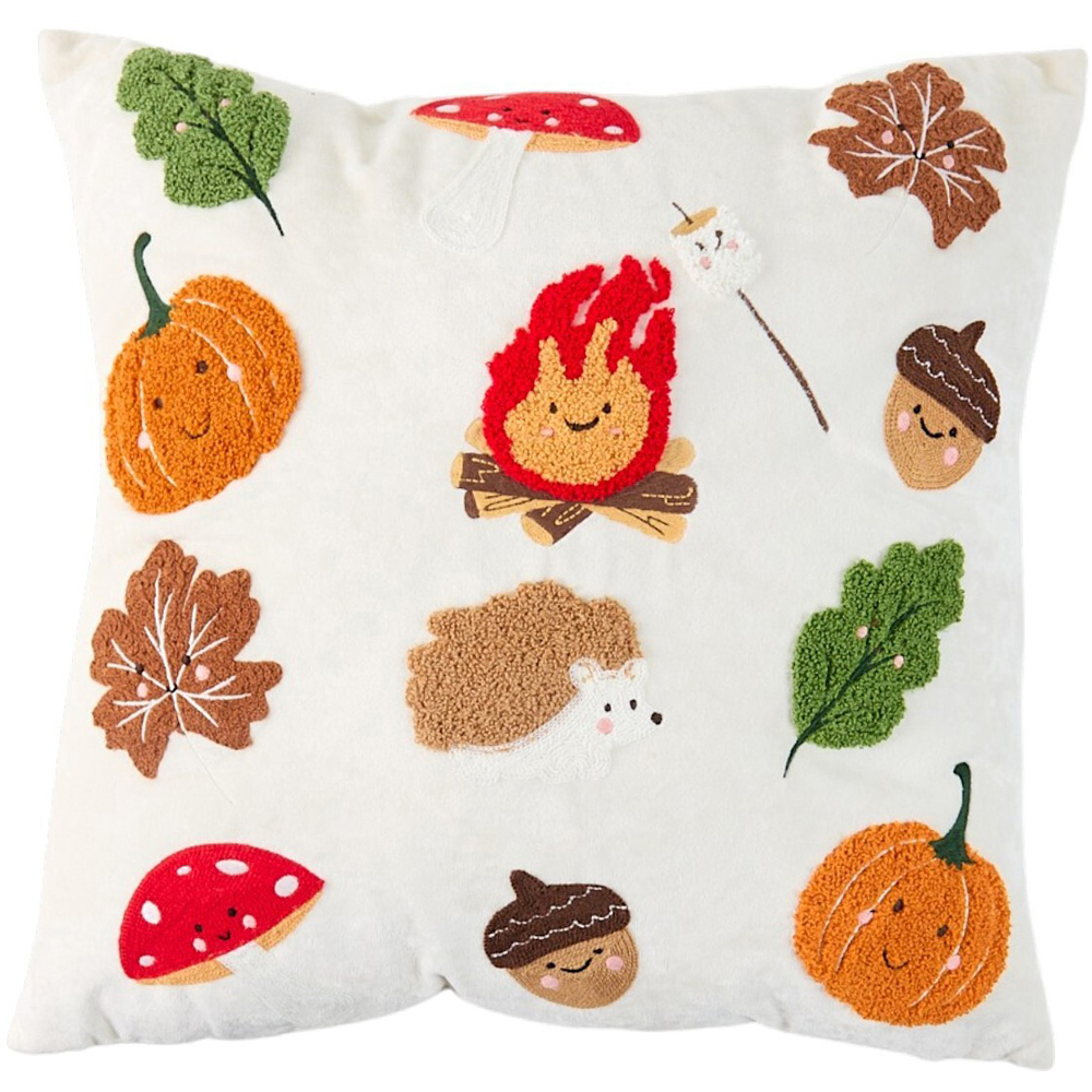 Autumn Friends Embroidered Cushion Image 1