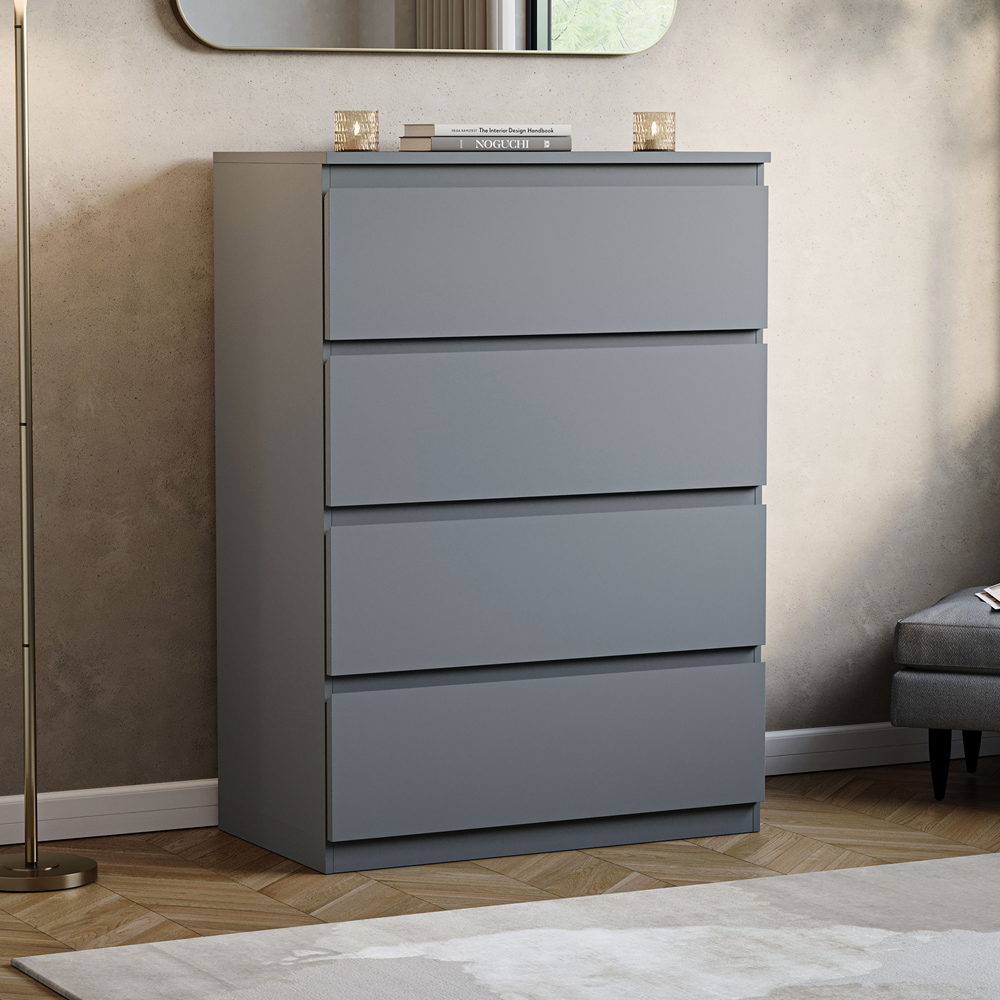 VIDA DESIGNS Denver 4 Drawer Grey Chest of Drawers Image 3