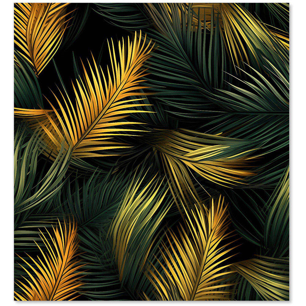 Warren Reed Designer Golden Palm Leaves Glass Kitchen Splashback 65 x 60cm Image 2