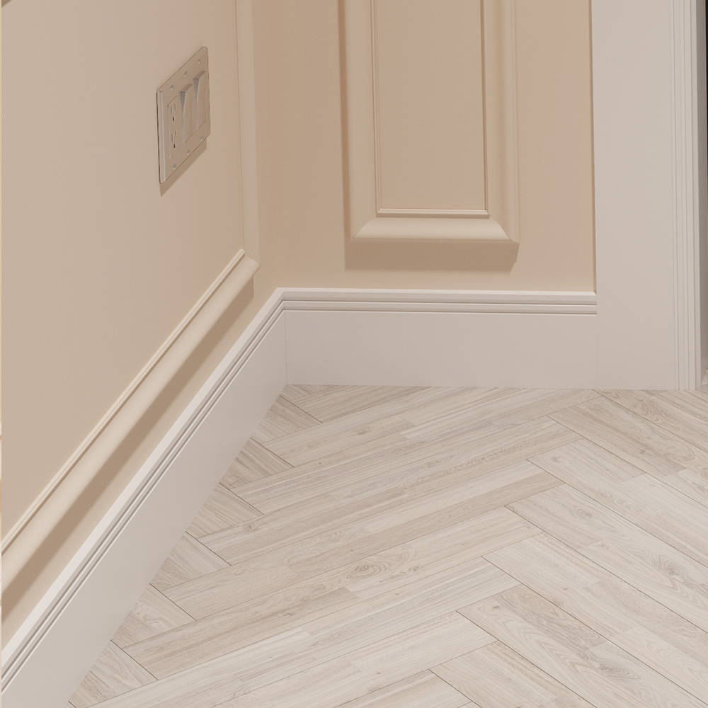 National Skirting White Groove II Primed Skirting Board 18mm 95 x 3040mm Image 2